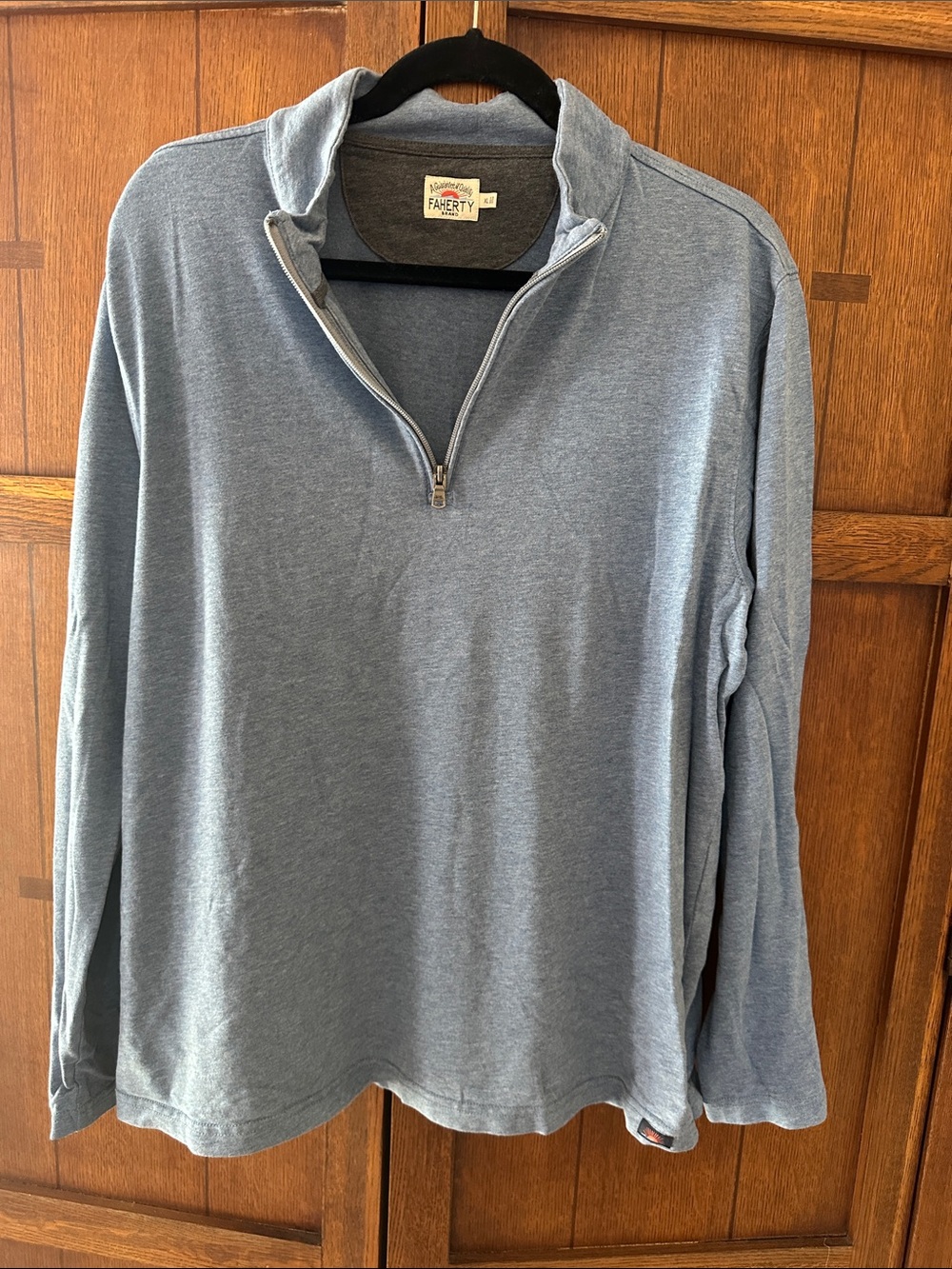 Faherty Men’s Heather Light Blue Half-Zip Pullover